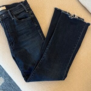MOTHER Midnight Blue Ankle Jeans with Raw Hem